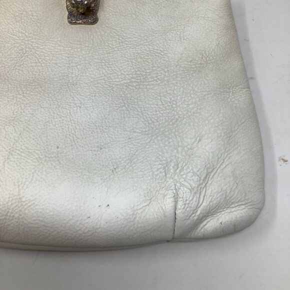 Vintage Ruth Saltz purse cream leather lion head chain handbag - Picture 3 of 12